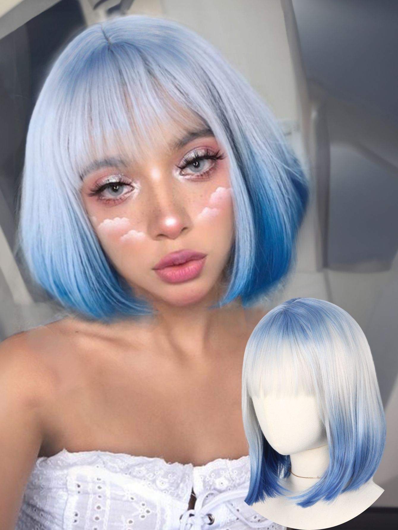 Blue and White Gradient Short  – обзор и цена Korean Women Lifestyle
